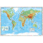 Stiefel Weltkarte physisch mit Flaggenrand (95x62)