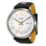 DayeTurner SEIRIOS men's analogue watch, silver - black leather strap