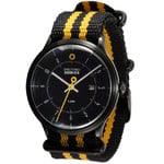 DayeTurner SEIRIOS men's black analogue watch - nylon black/yellow strap