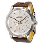 DayeTurner BETELGEUZE men's analogue silver watch - dark brown leather strap