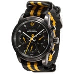 DayeTurner BETELGEUZE men's analogue watch, silver - nylon, black/yellow strap