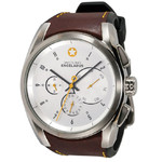 DayeTurner ENCELADUS men's analogue watch, silver - light brown leather strap