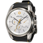 DayeTurner ENCELADUS men's analogue watch, silver - black leather strap