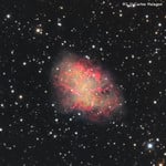 The Crab Nebula, M1, in the constellation of Taurus - taken using an Omegon RC telescope