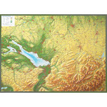 Georelief Allgäu Bodensee groß mit Holzrahmen, 3D Reliefkarte