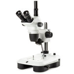 Euromex Microscopio stereo zoom NZ.1703-M, 6.5-55x, Säule,  Auf-u. Durchlicht, trino, Spiegel f. Dunkelfeld, Embryologie
