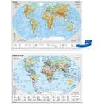 Stiefel Landkarte Schreibunterlage Weltkarte politisch/physisch