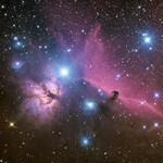 Photo prise par le client : nébuleuse de la Flamme NGC2024 et nébuleuse de la Tête de Cheval IC434 prise par Jörg Ortmann le 10 octobre 2021 avec l'Omegon veTEC 553 (article 67319) de 30x180 secondes