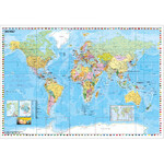 Stiefel Weltkarte politisch mit Flaggenrand (95x62)