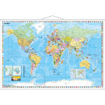 Stiefel Weltkarte politisch mit Flaggenrand (137x89)