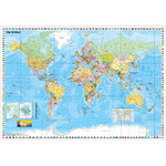 Stiefel Weltkarte politisch mit Flaggenrand (137x89)