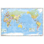 Stiefel Weltkarte Welt politisch pazifikzentriert mit Flaggenrand (98x68)