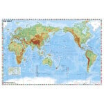 Stiefel Weltkarte Welt physisch pazifikzentriert mit Flaggenrand (98x68)