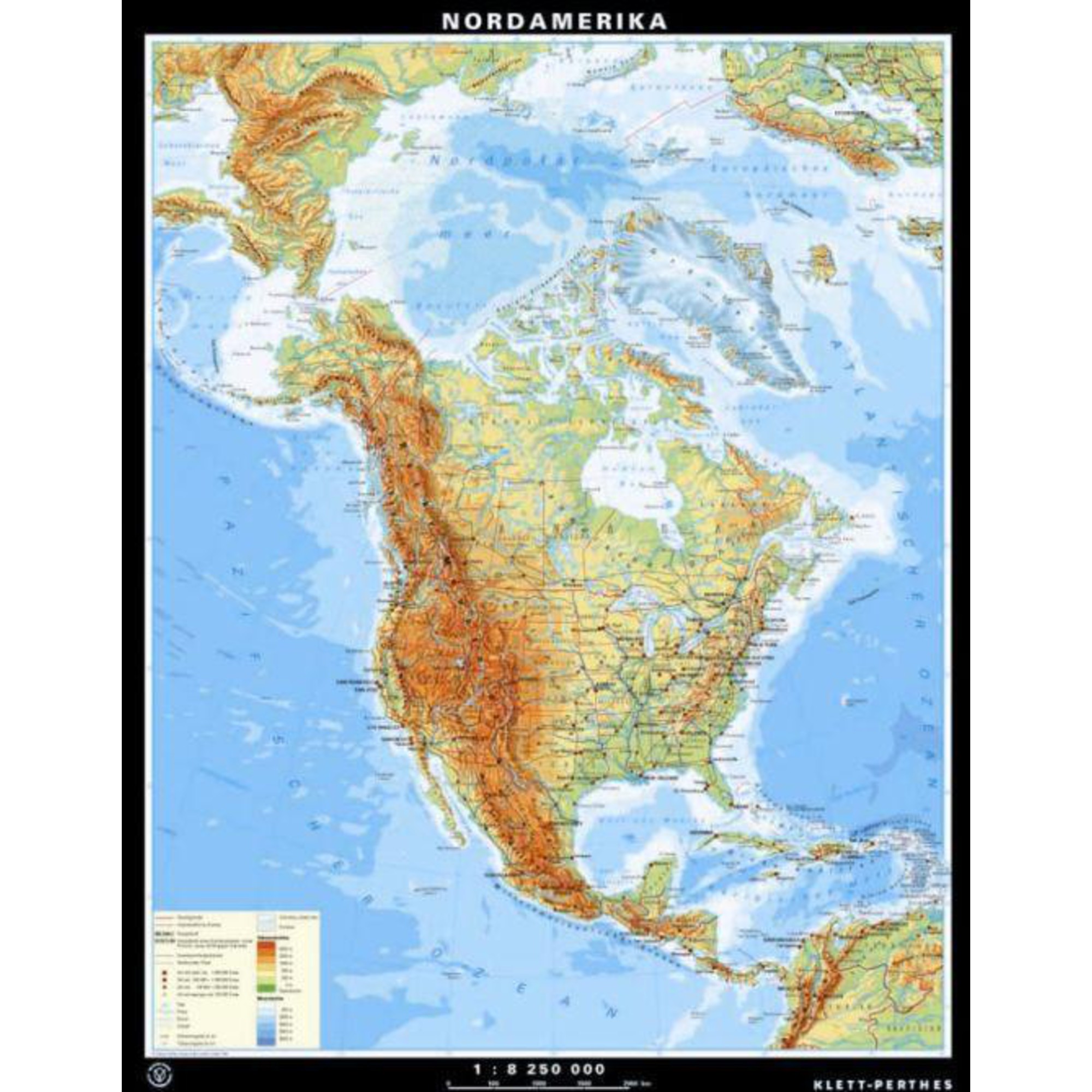 Klett Perthes Verlag Harta Continent America De Nord Fizică Politică P Faţă Verso 5599