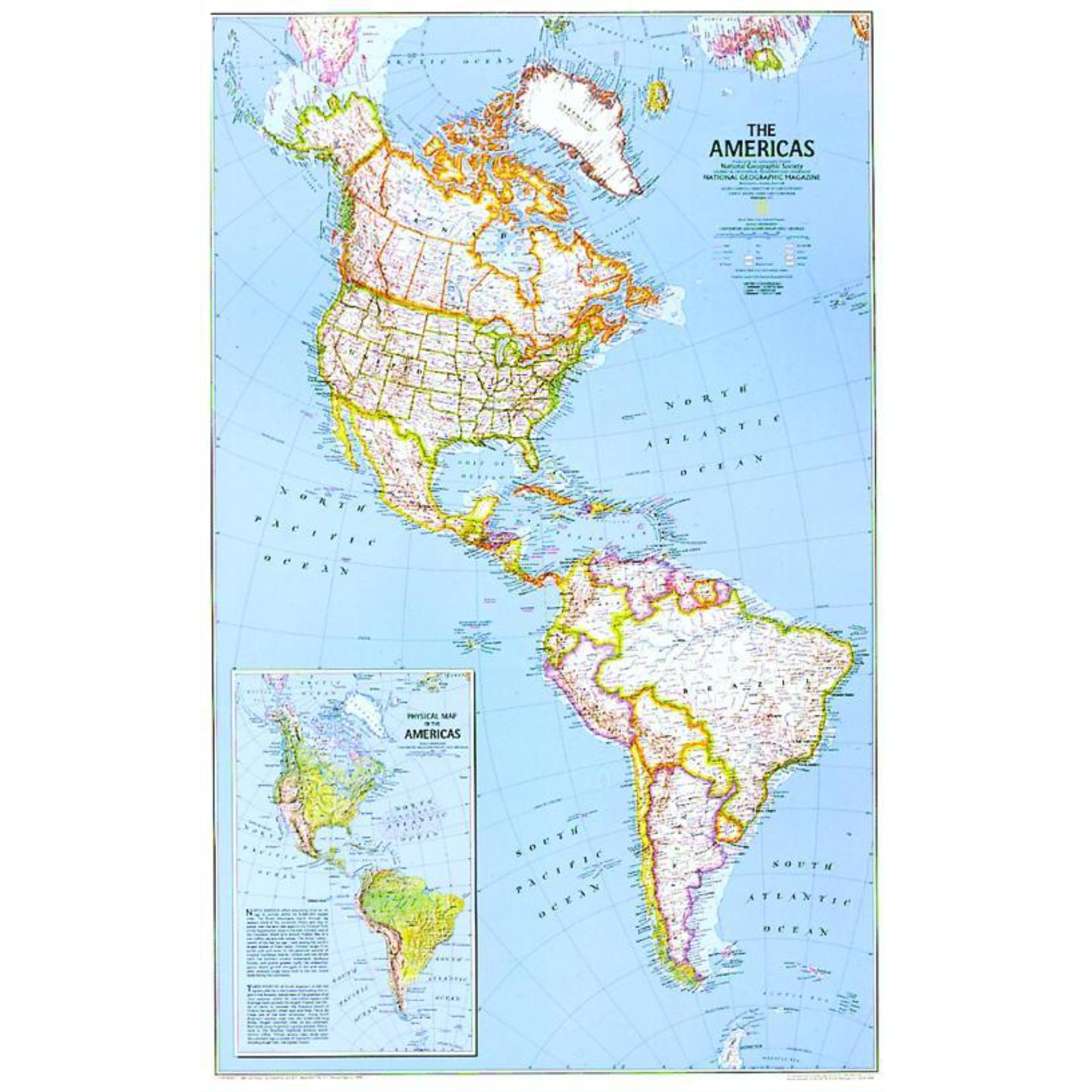 National Geographic Harta Politică America De Nord şi De Sud 8926