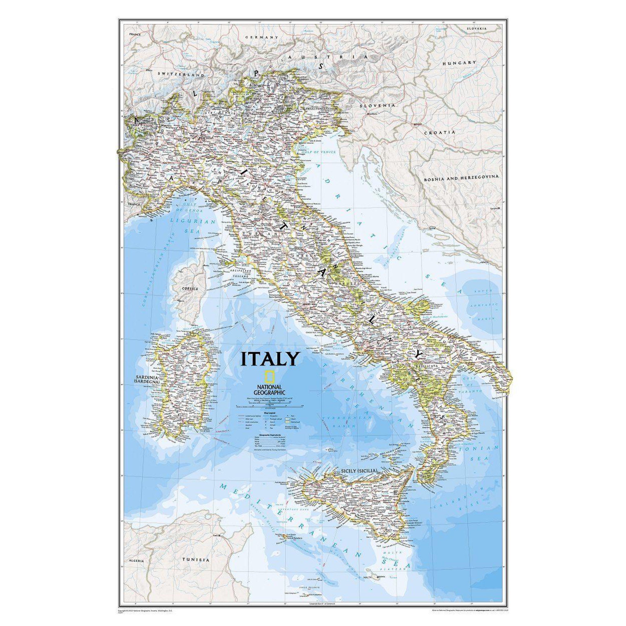 National Geographic Map Italy National Geographic Map Italy