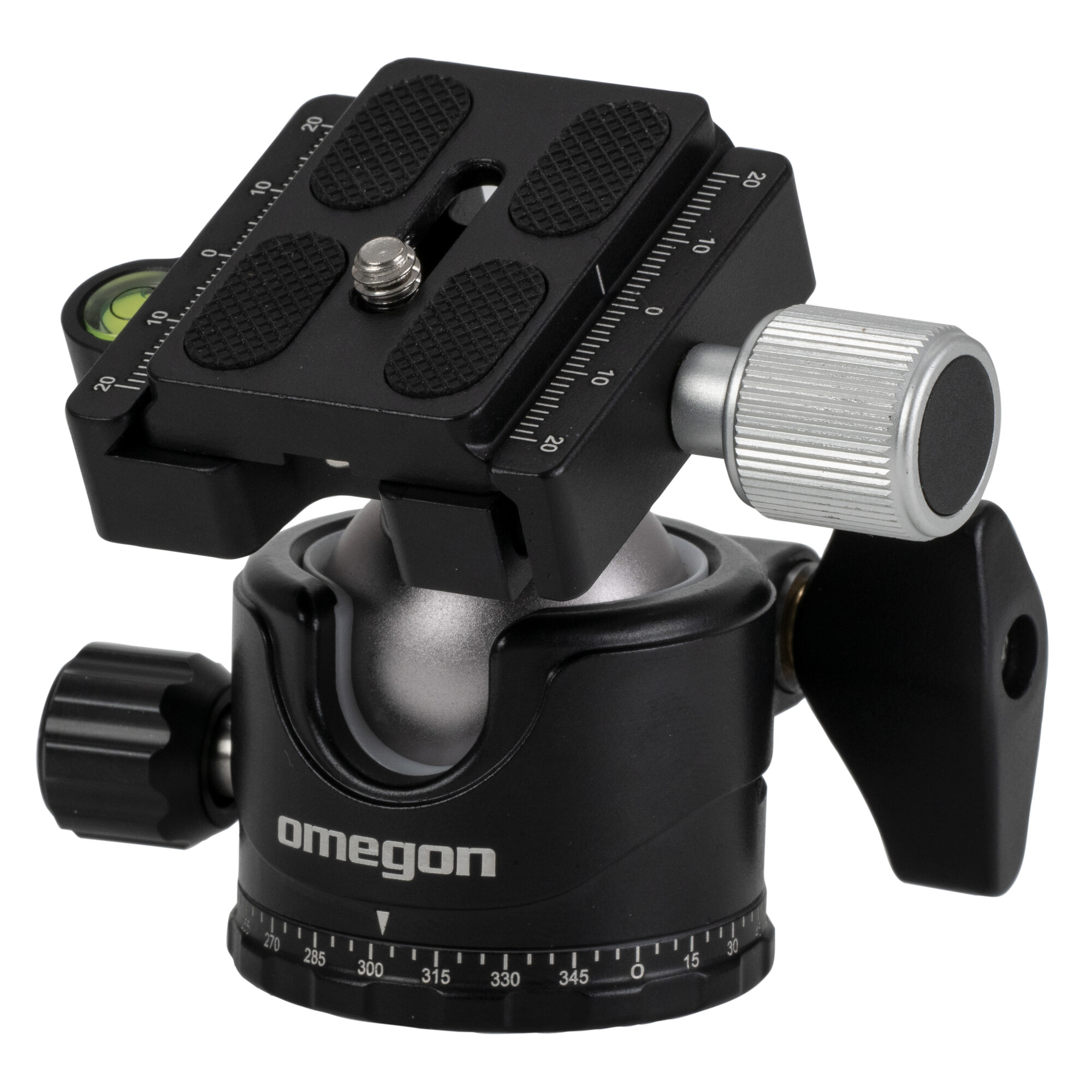 Omegon Testa A Sfera PRO OM10 Per Treppiede – Carico 10 Kg, Piastra A Sgancio Rapido, Livella E Scala 360°, Alluminio E Acciaio