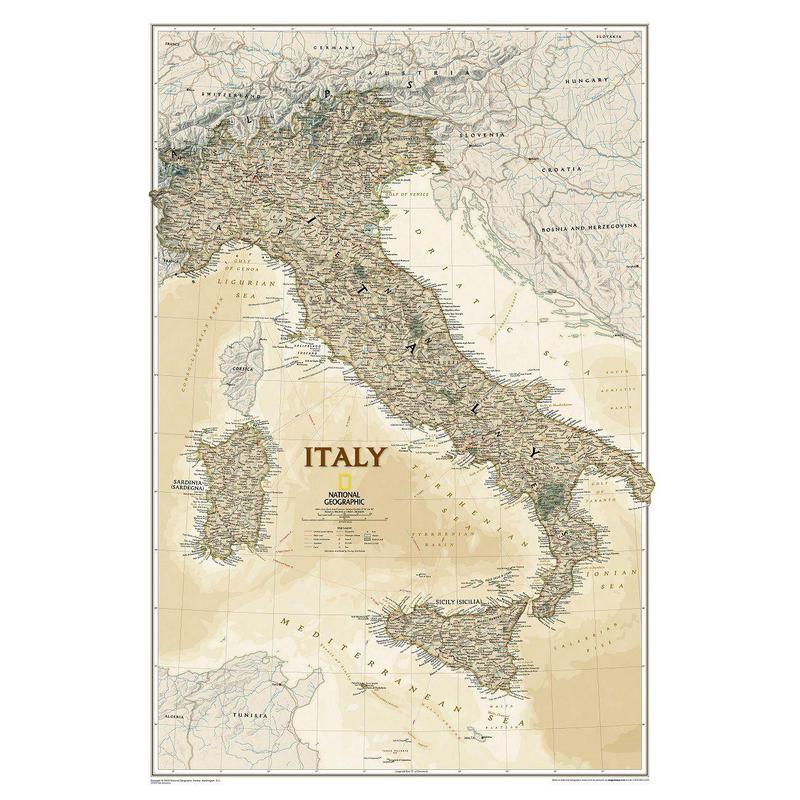 National Geographic Mappa Carta antica dell'Italia
