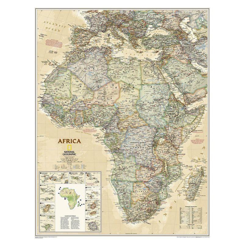 National Geographic Mappa Continentale Carta antica dell'Africa