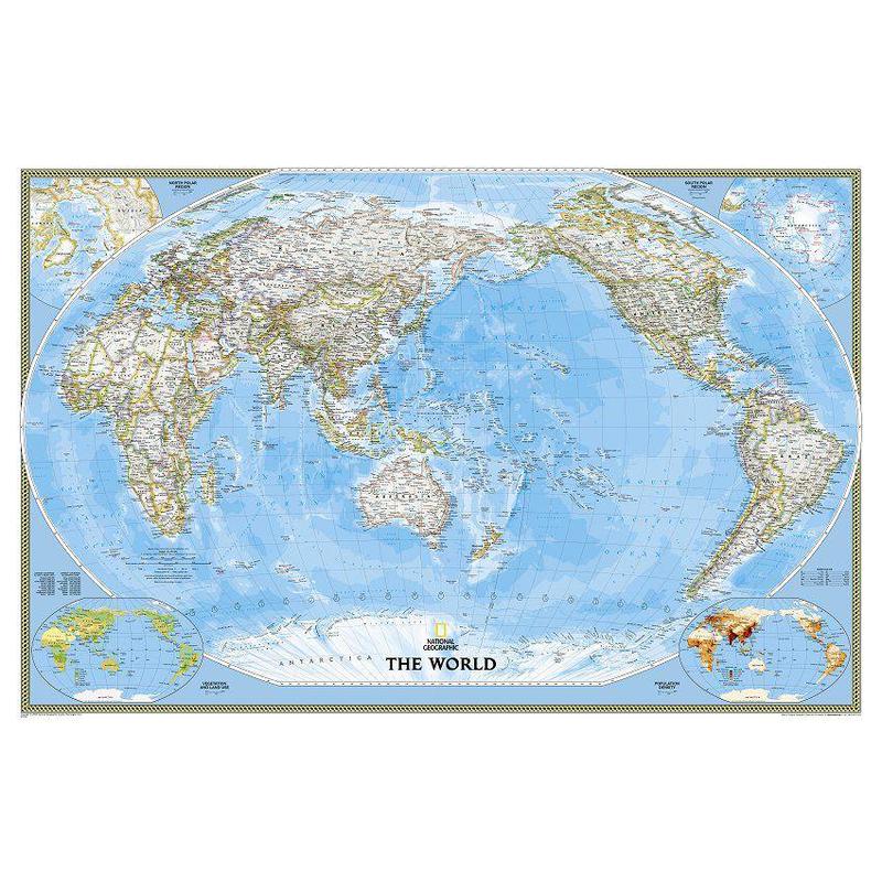 National Geographic Mappa del Mondo Planisfero politico pacifico-centrico