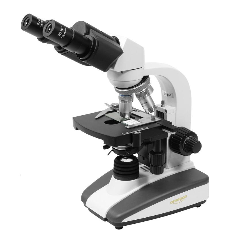 Omegon microscoopset, Binoview, 1000x, led, accessoires voor prepareren, boek over microscopie