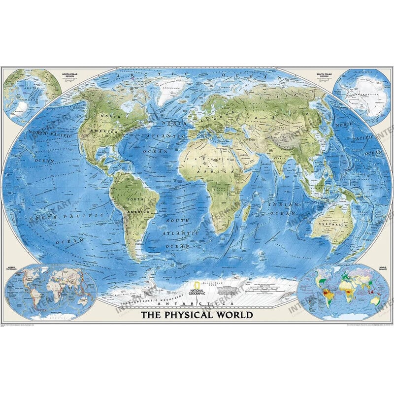 National Geographic Mappa del Mondo Planisfero fisico con mari in rilievo