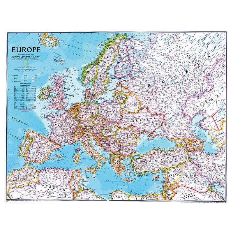 National Geographic Mappa Continentale Europa politica grande