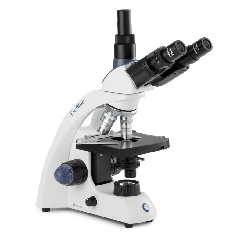 Euromex Microscopio Mikroskop BioBlue, BB.4243, trino, DIN, semiplan, 40x-600x, 10x/18, NeoLED, 1W