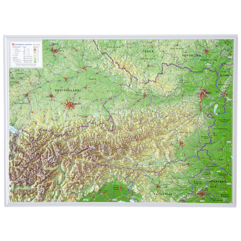 Georelief 3d Relief Map Of Austria Small In German - 