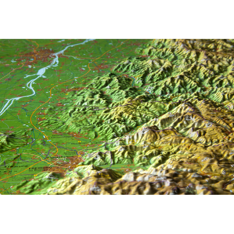 Georelief La Forêt Noire grand format, carte géographique en relief 3D