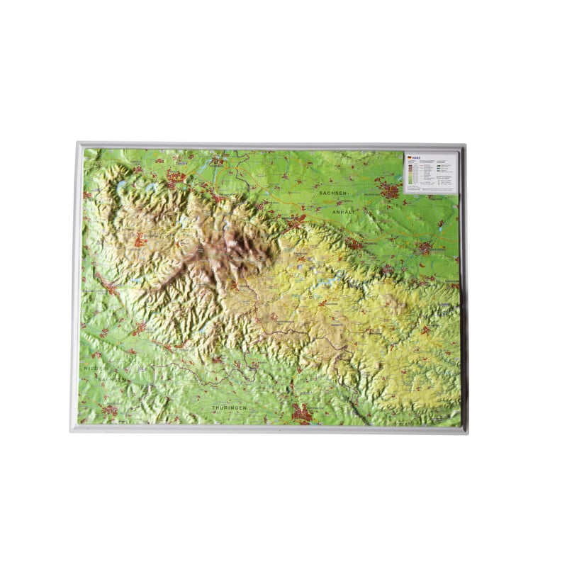 Georelief Regional Karte Harz Klein 3d Reliefkarte