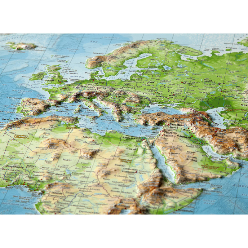 Georelief Carte Relief 3d Géographique Du Monde Grand