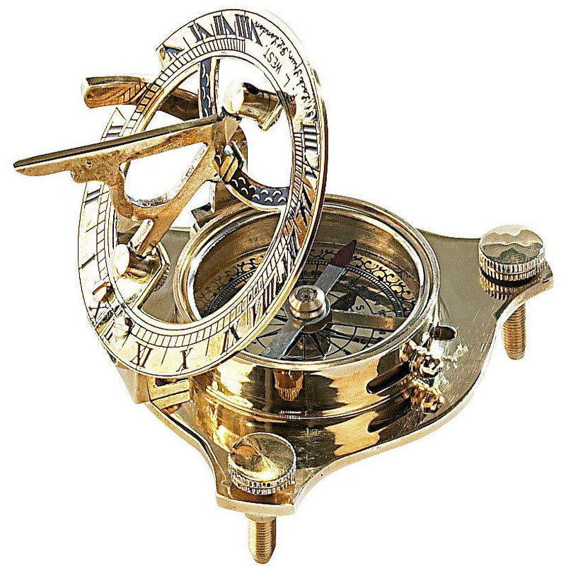 Messing und Leder Sonnenuhr Steampunk-Zubehör braun Kompass zum Aufschieben M NEOVIVID Neovid Kompass mit Sonnenuhr aus Messing schönes handgefertigtes Geschenk Antikes Finish 