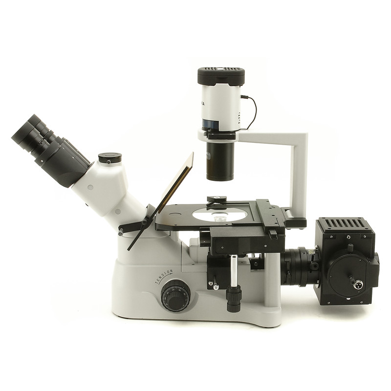 Optika XDS 3FL4, trinocular inverted fluorescence microscope, with 4