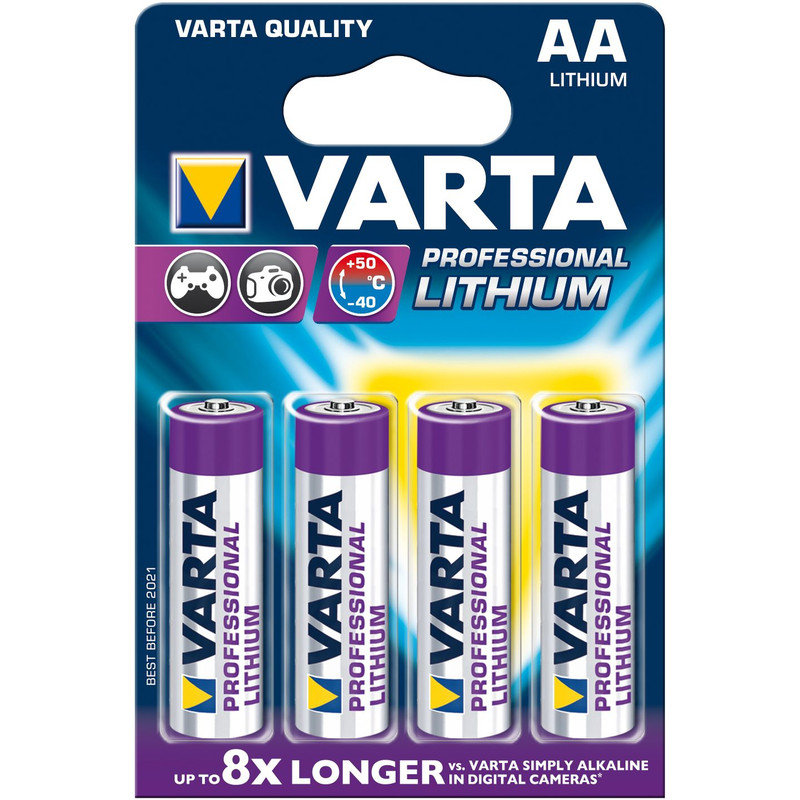 Varta Mignon (AA) batterie al litio Professional - pacco da quattro