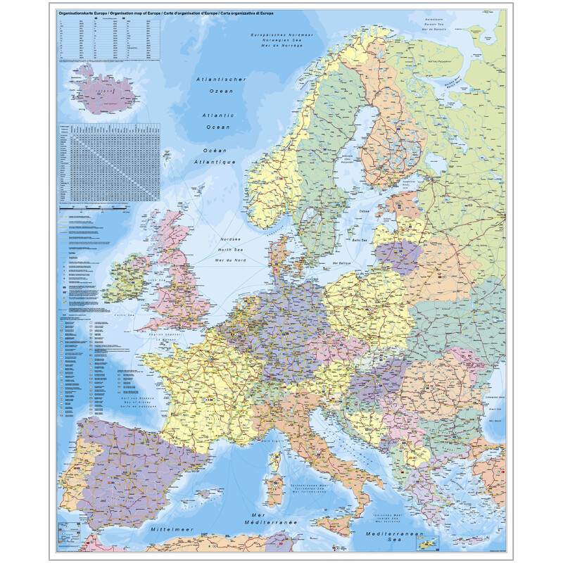 Stiefel Mappa Continentale Europa, carta politica e delle infrastrutture