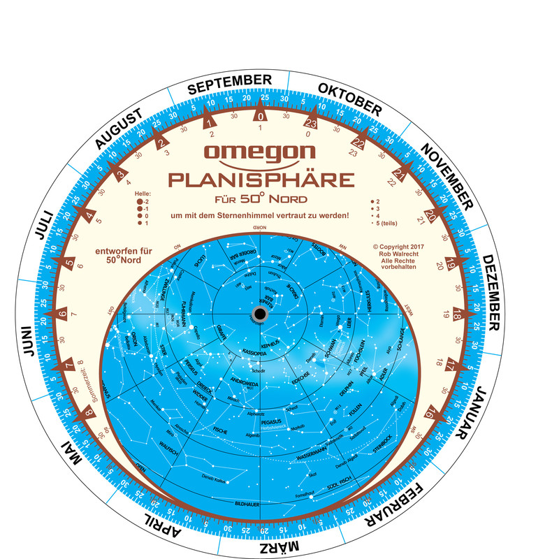 Omegon Star chart Sternkarte 17,5cm / 50°
