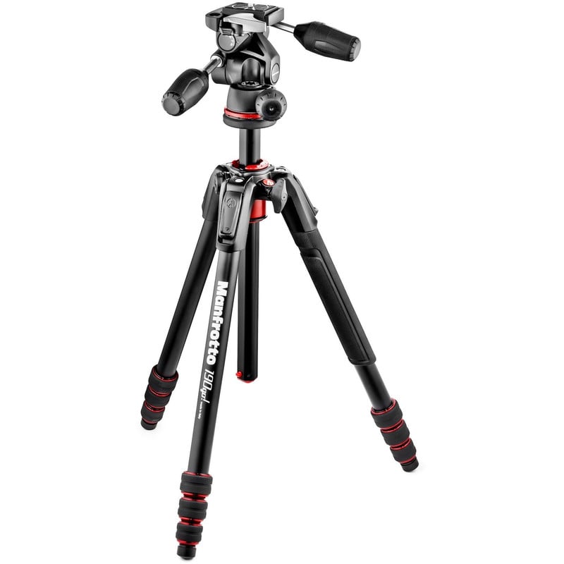 Trépied en aluminium Manfrotto MK190GOA4TB3W avec inclinaison à trois
