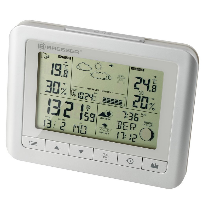 Station Météo Bresser 5-en-1 Sans Fil - Capteur Extérieur WiFi - Affichage 5.7" - Blanc