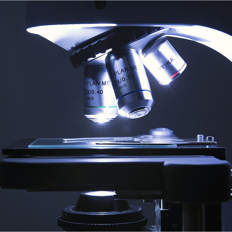 Optika B510BF, brightfield, trino, 1000X, IOS microscope