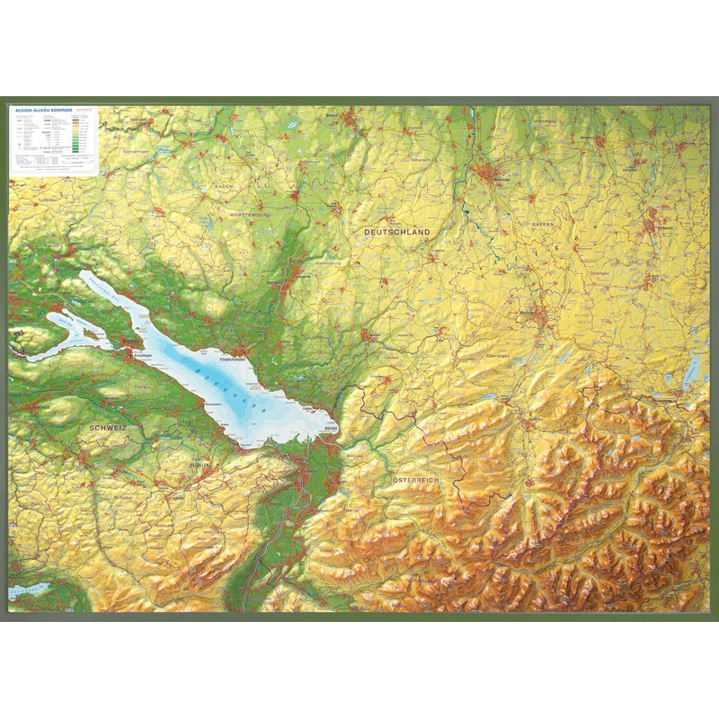 Georelief Regional-Karte Allgäu Bodensee groß mit ...