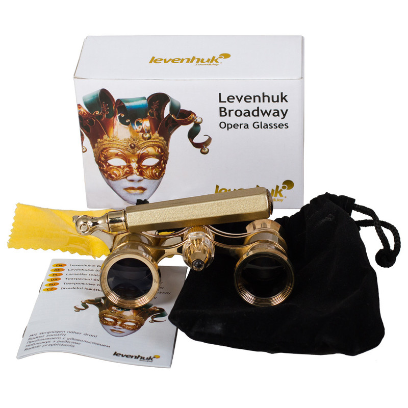 Levenhuk Opera glasses Broadway 3x25 gold (lorgnette with LED light)