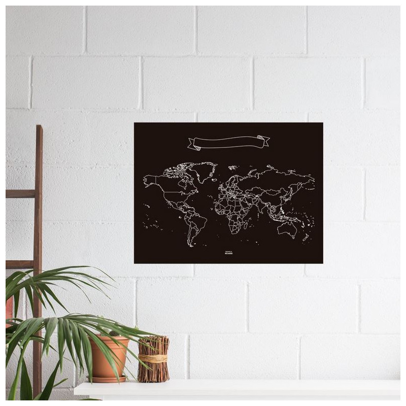 Miss Wood Mappa del Mondo Chalkboard L