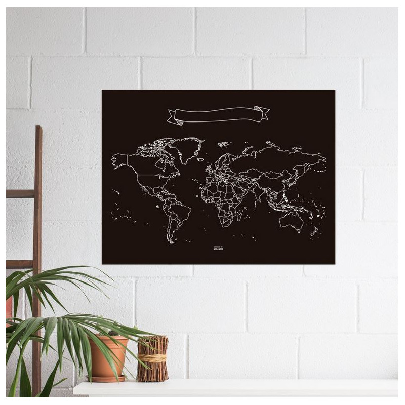 Miss Wood Mappa del Mondo Chalkboard XL