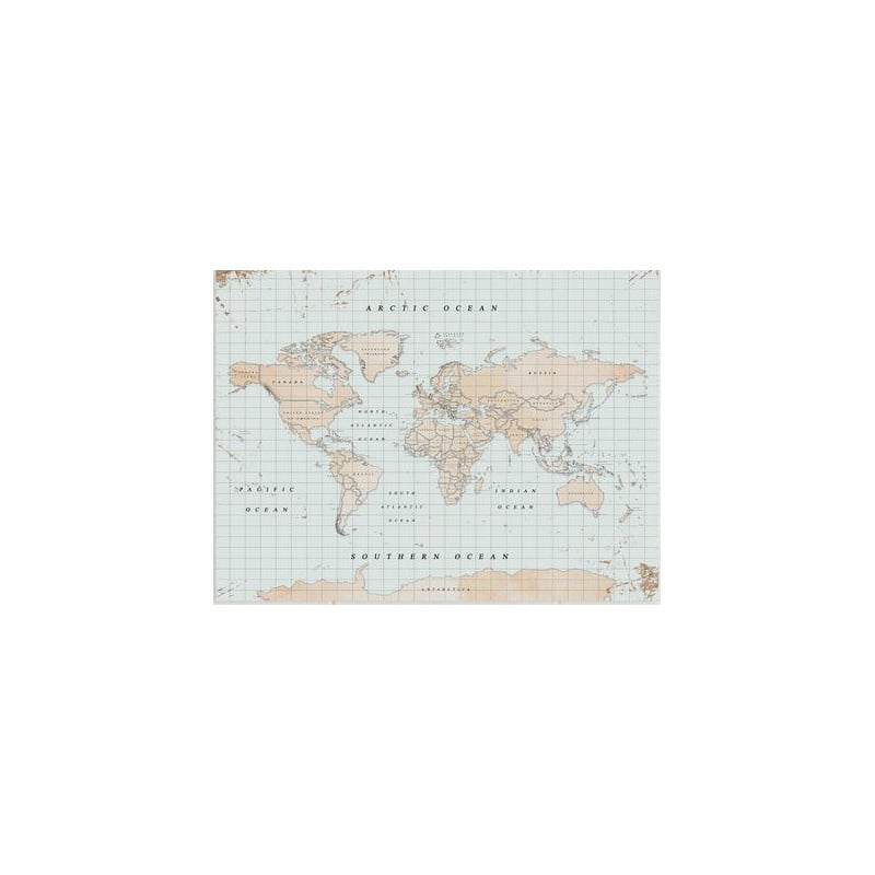 Miss Wood Weltkarte Woody Map Watercolor Old School L