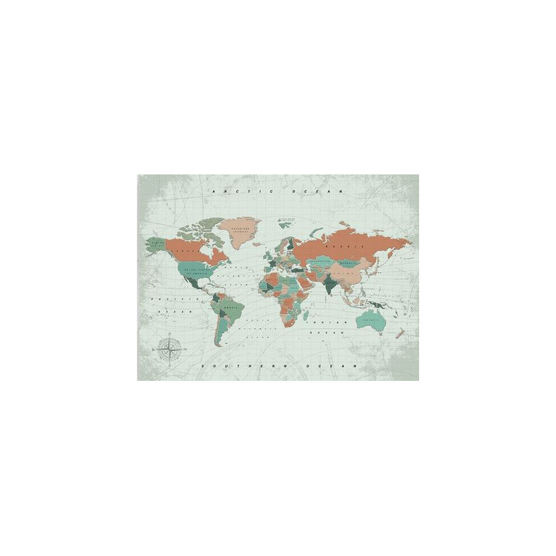 Miss Wood Weltkarte Woody Map Watercolor Old School L