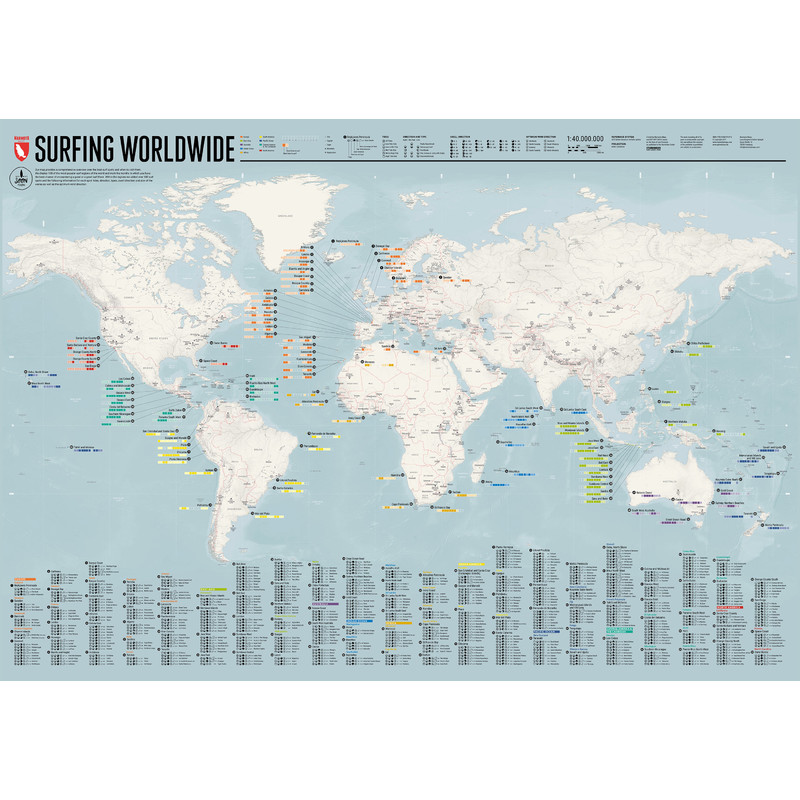 Marmota Maps Mappa del Mondo Weltkarte Surfing Worldwide (Englisch)