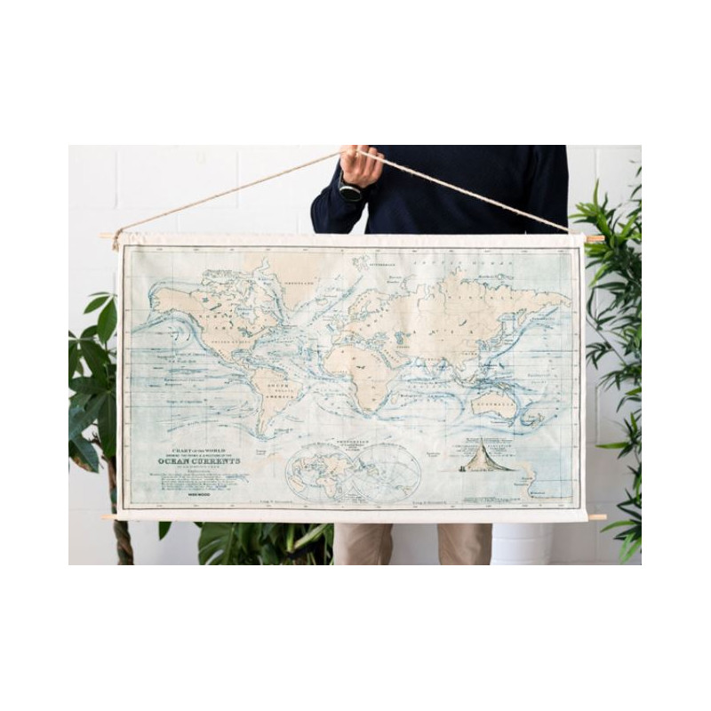 Miss Wood Mappa del Mondo Woody Cotton Map Oceans