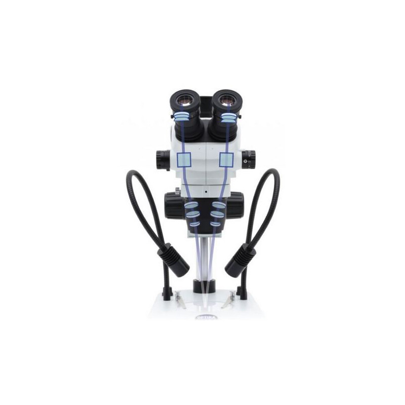 Optika Microscopio stereo zoom SZO-2, trino, 6.7-45x, Säulenstativ, ohne Beleuchtung