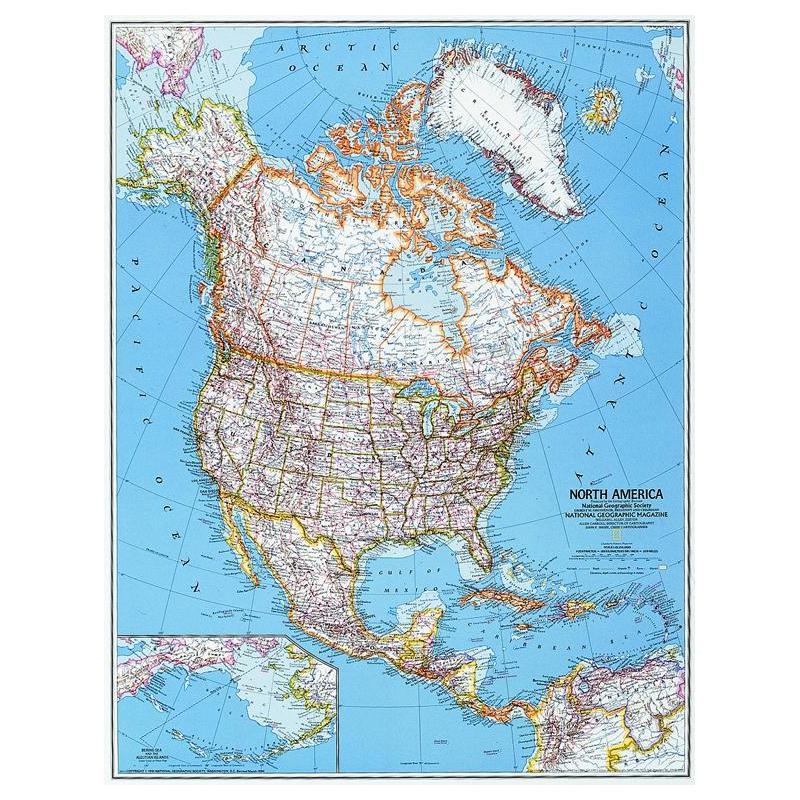 National Geographic Mappa Continentale Nord America, politica